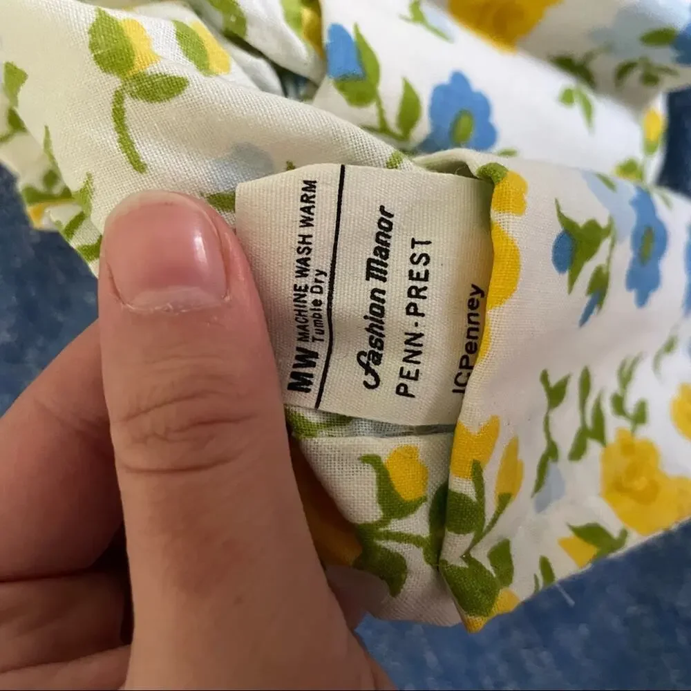 70s floral bedding set blue/yellow